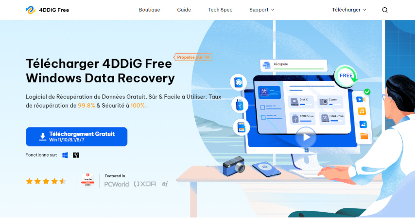 4DDiG : meilleur logiciel gratuit de récupération USB